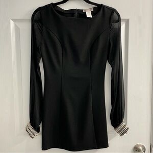 A’gaci Black Long Sleeve Bodycon Mini Dress Size Small